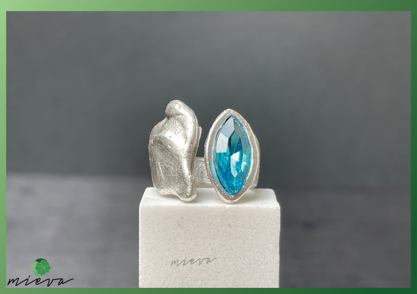 Ocean's Embrace Collection - Captivating Swirl Ring - Aquatic Blue