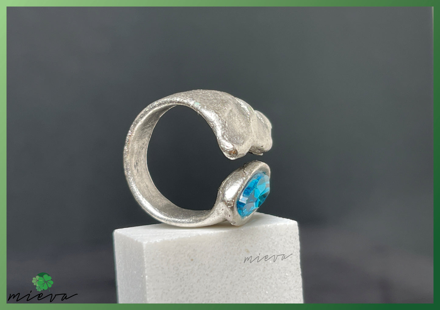 Ocean's Embrace Collection - Captivating Swirl Ring - Aquatic Blue