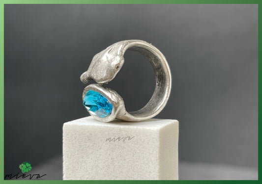 Ocean's Embrace Collection - Captivating Swirl Ring - Aquatic Blue