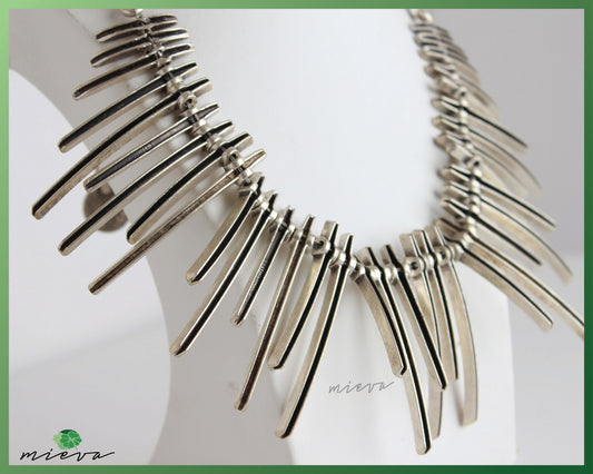 Elegant Silver-Toned Rod Necklace