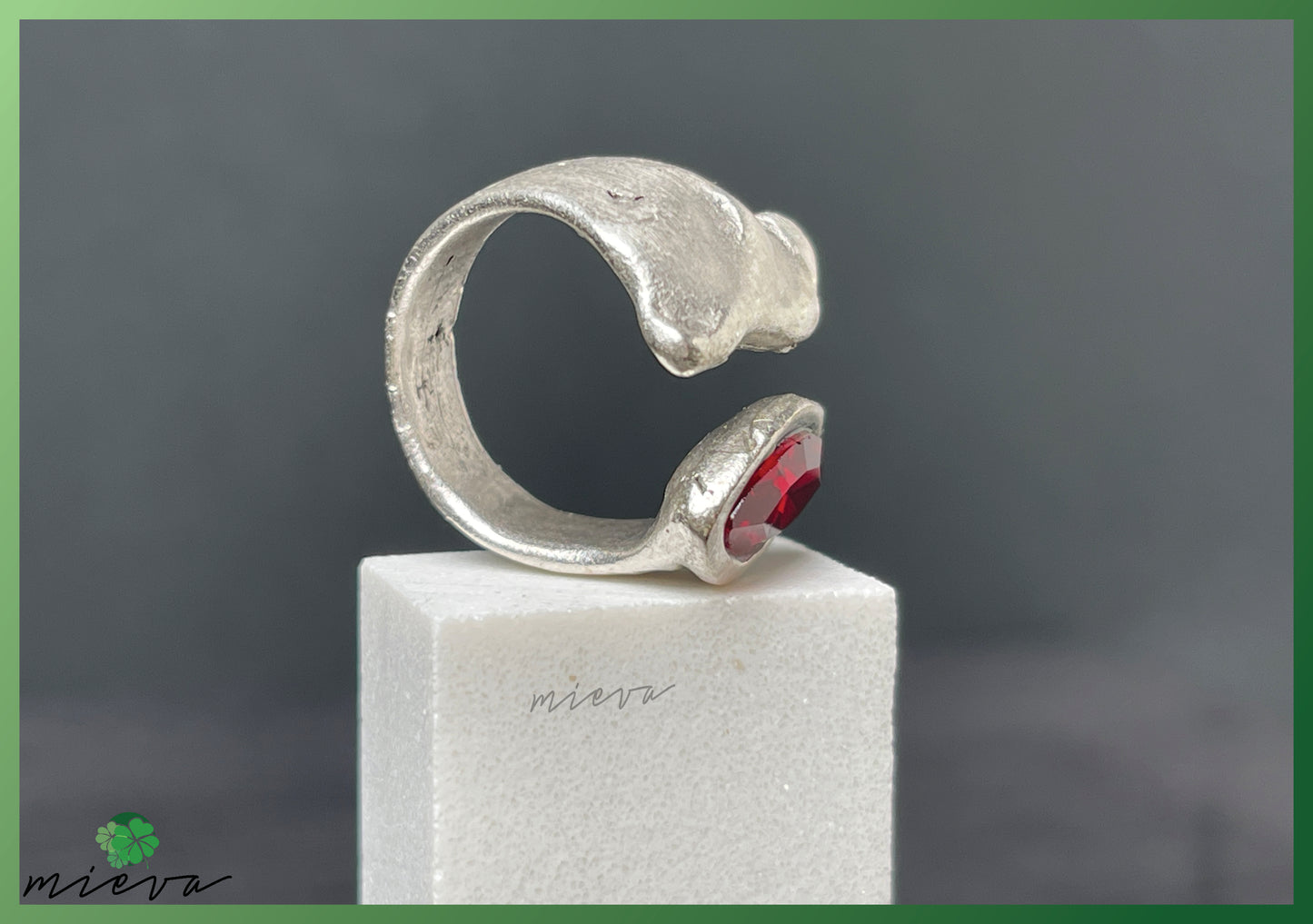 Ocean's Embrace Collection - Captivating Swirl Ring - Ruby Red