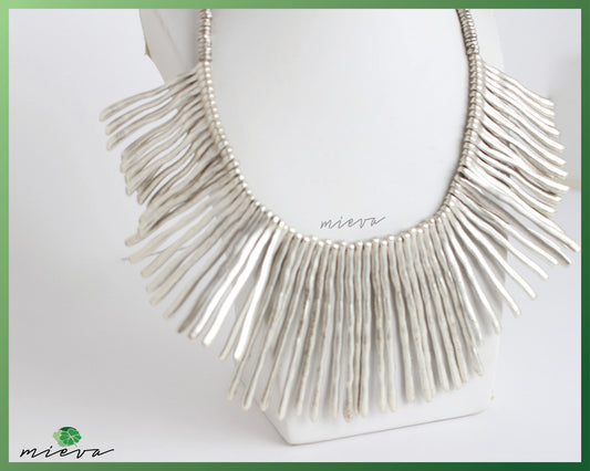 Chic Silver-Toned Statement Bib Necklace