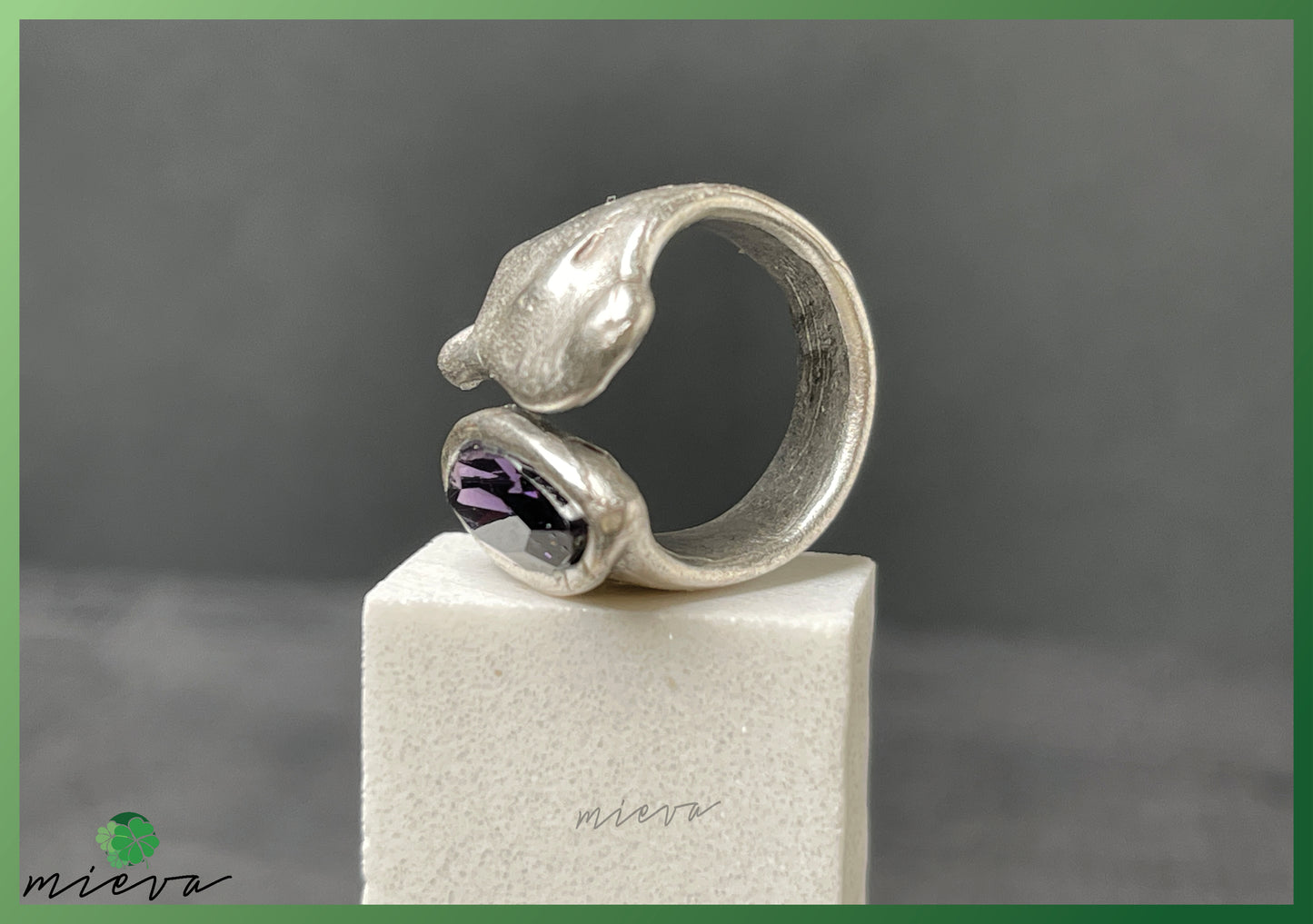 Ocean's Embrace Collection - Captivating Swirl Ring - Amethyst Twilight