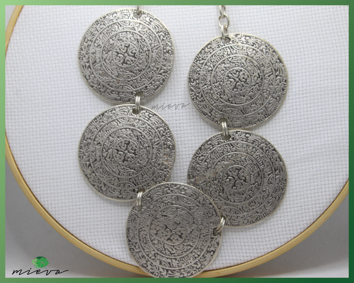 Antique Coin-Inspired Silver-Toned Layered Necklace