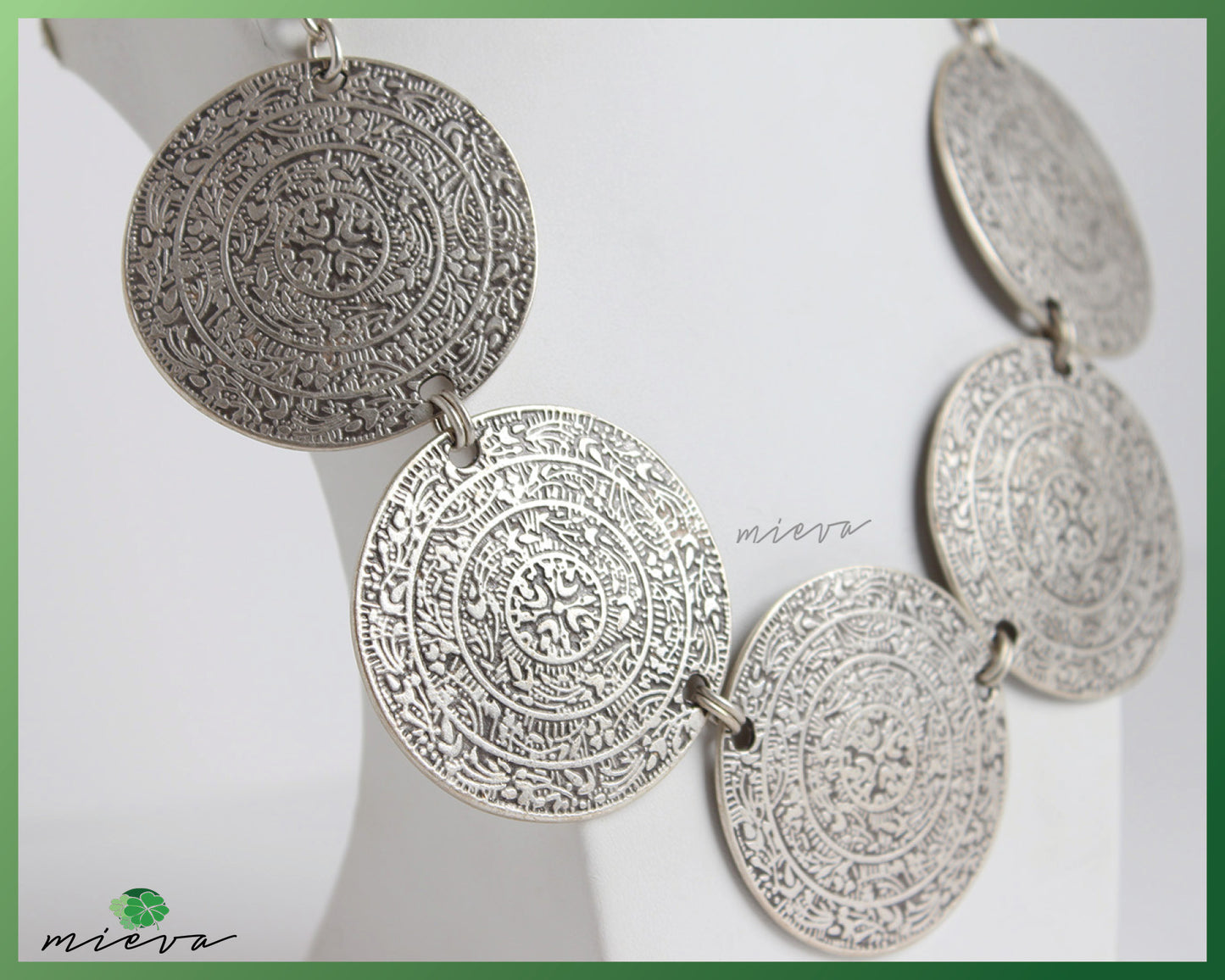 Antique Coin-Inspired Silver-Toned Layered Necklace