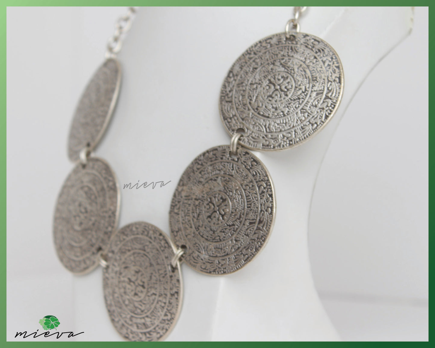 Antique Coin-Inspired Silver-Toned Layered Necklace