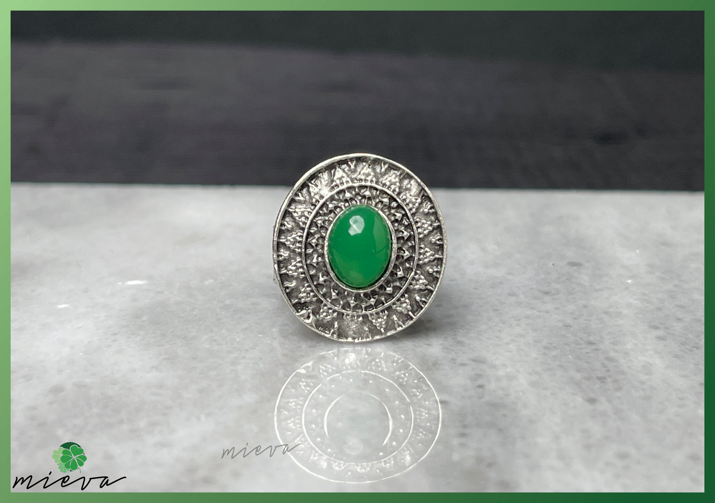 Majestic Gemstone Disc Ring - Enchanted Forest