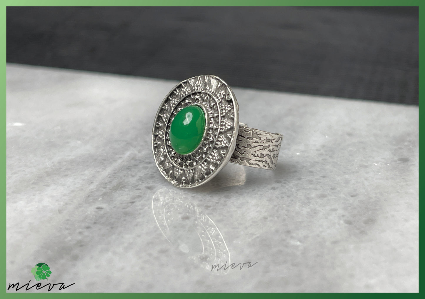 Majestic Gemstone Disc Ring - Enchanted Forest