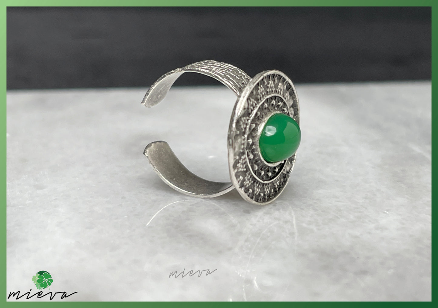 Majestic Gemstone Disc Ring - Enchanted Forest