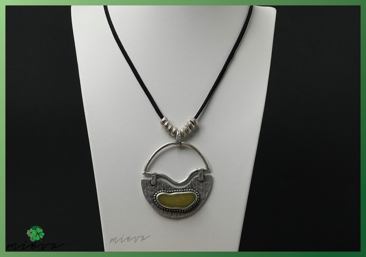 Crescent Charm Pendant - Olive