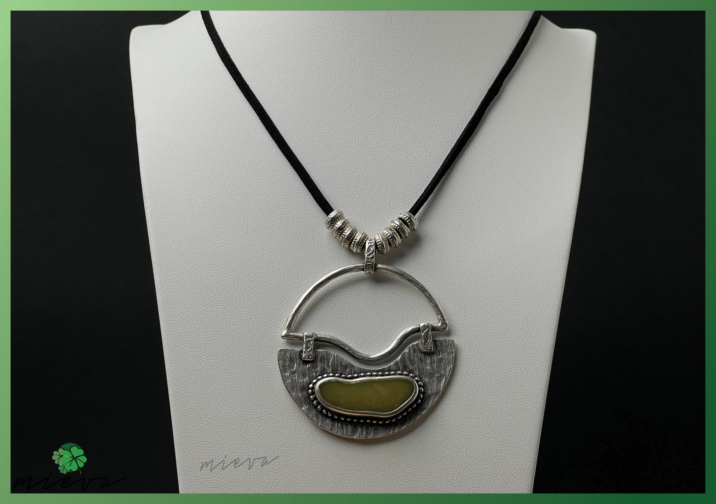 Crescent Charm Pendant - Olive