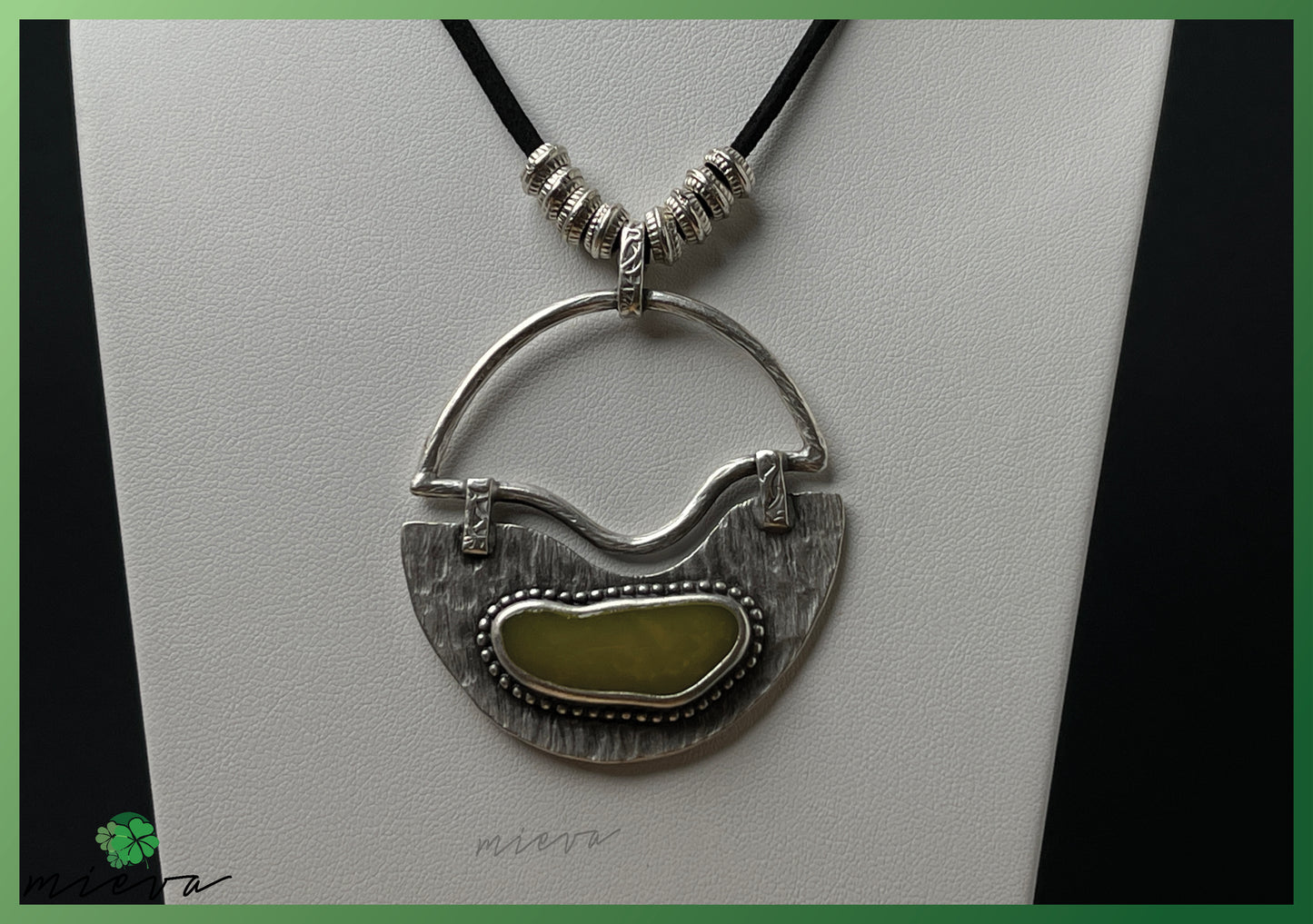 Crescent Charm Pendant - Olive