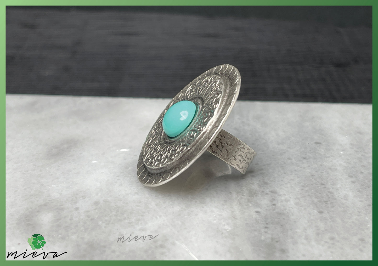 Ethereal Leaf Motif Ring - Aquatic Mint