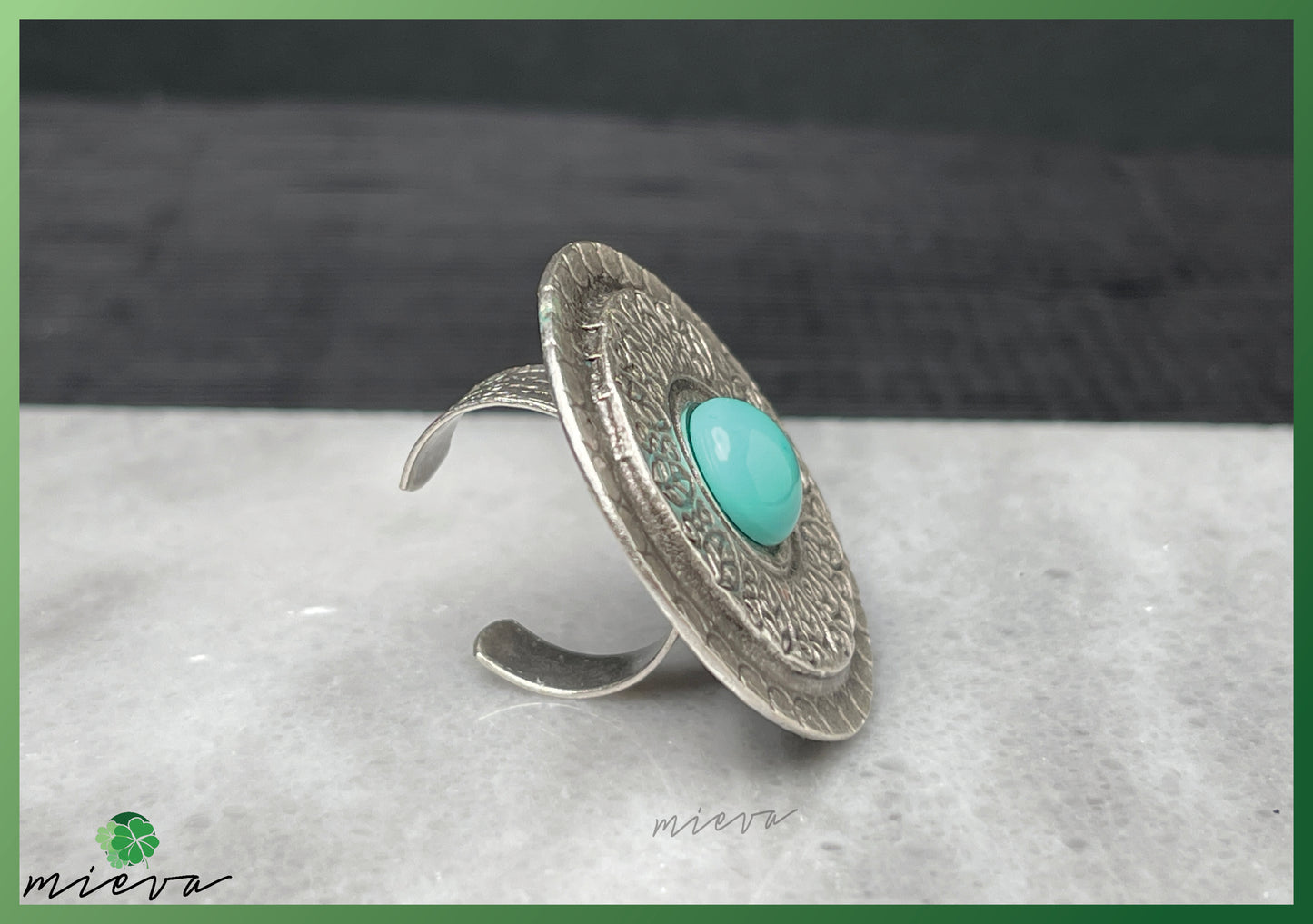 Ethereal Leaf Motif Ring - Aquatic Mint