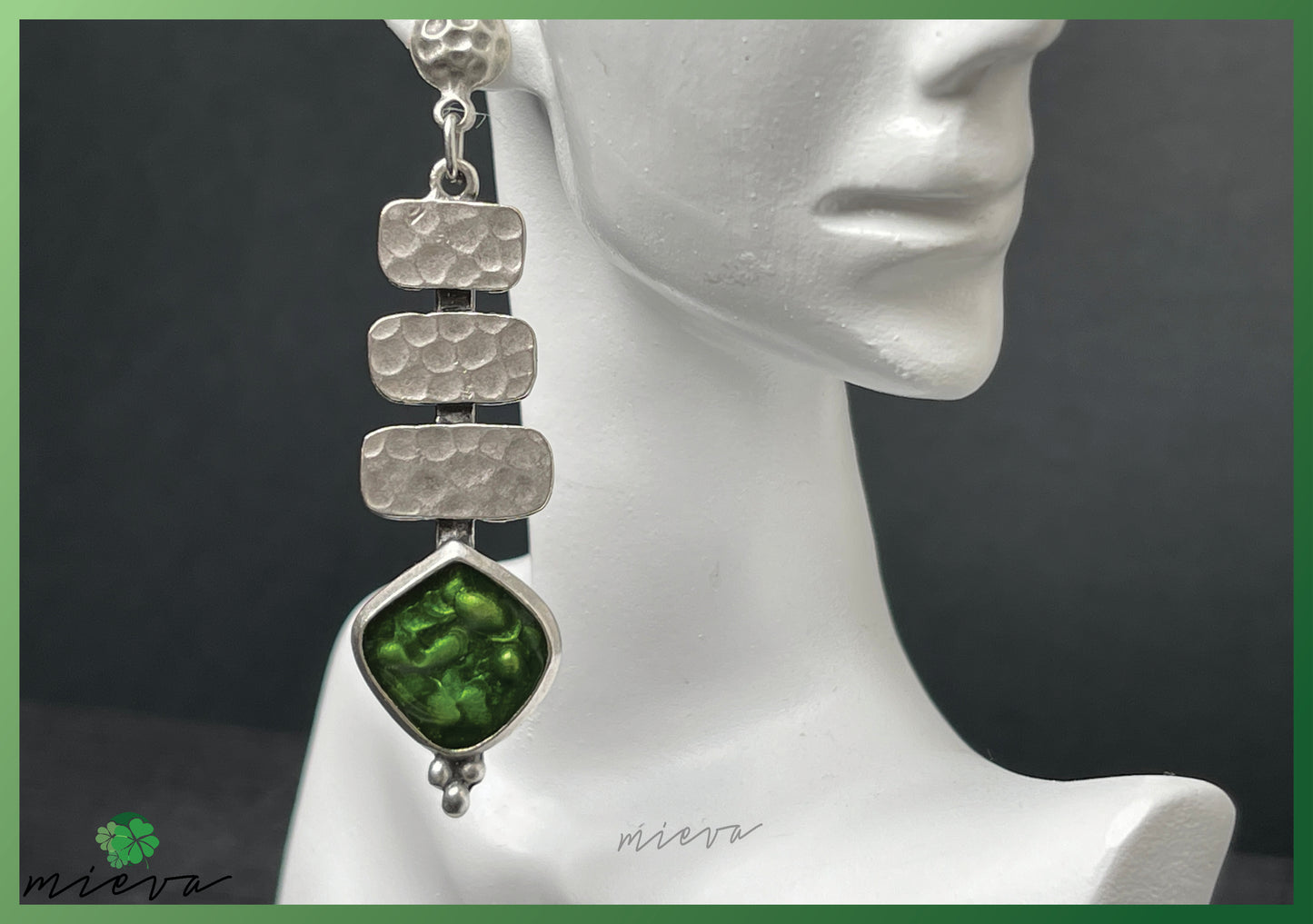 Cascade Elegance Collection - Textured Silver Drop Earrings - Verdant Charm