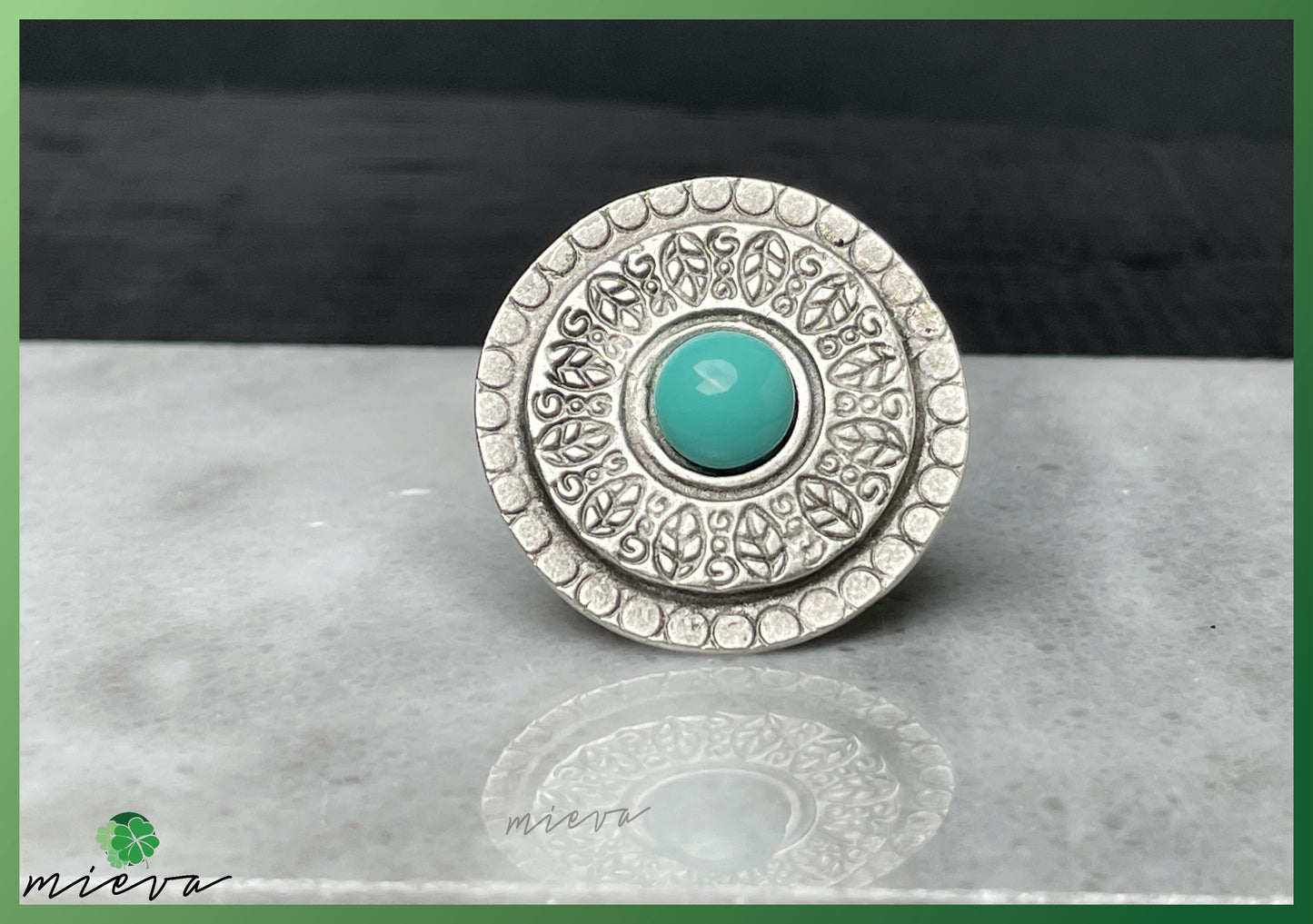 Ethereal Leaf Motif Ring - Aquatic Mint