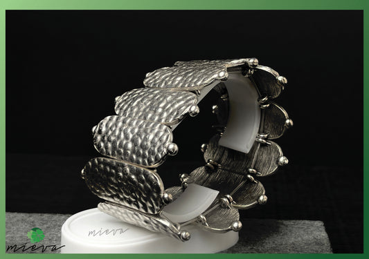 Textural Rhythms Collection - Hammered Metal Statement Bracelet