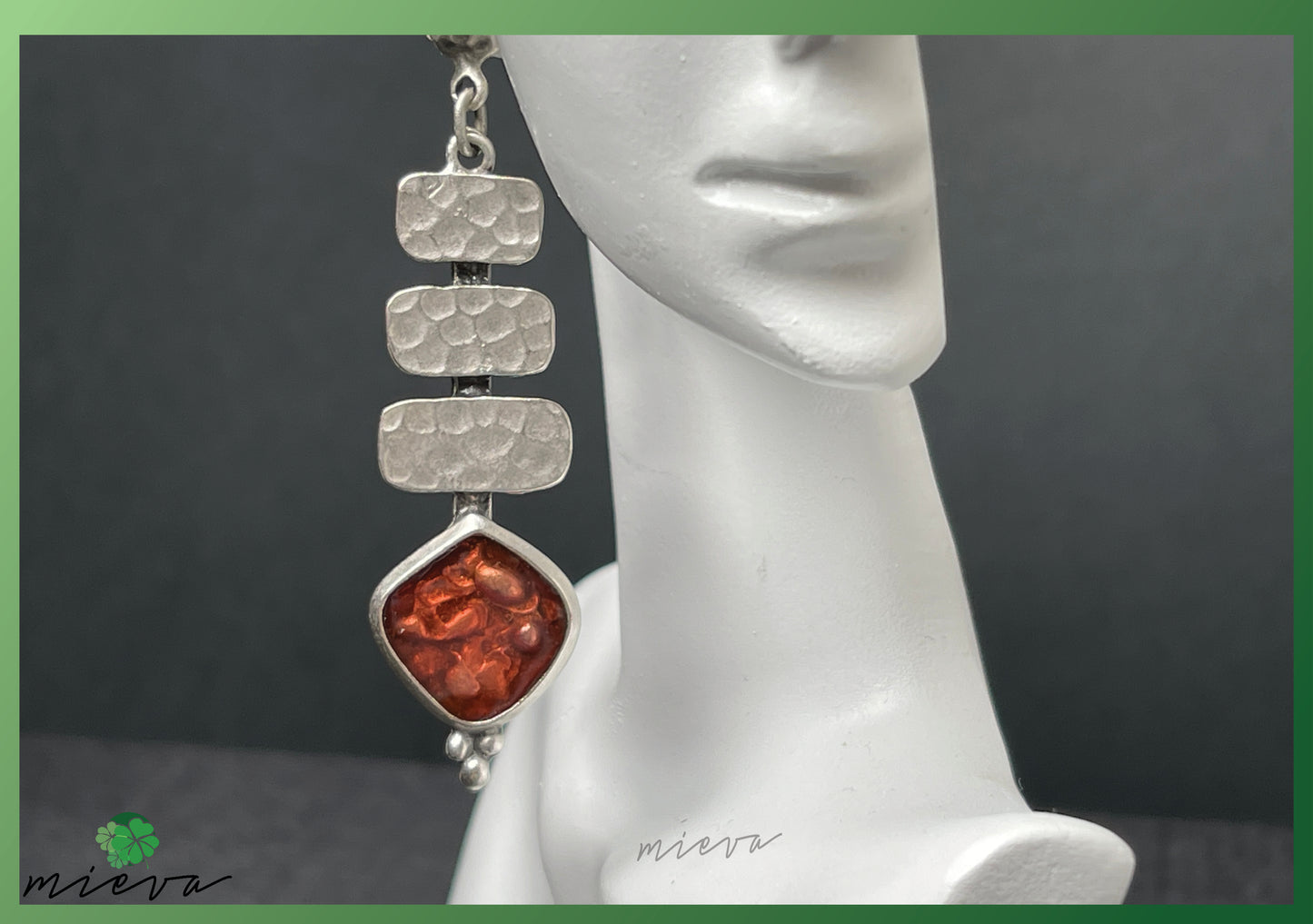 Cascade Elegance Collection - Textured Silver Drop Earrings - Amber Warmth