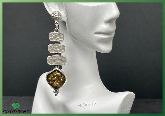 Cascade Elegance Collection - Textured Silver Drop Earrings - Golden Harvest