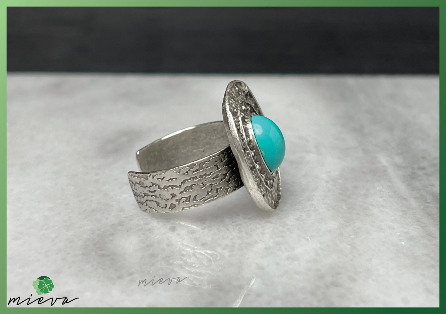 Majestic Gemstone Disc Ring - Azure Harmony