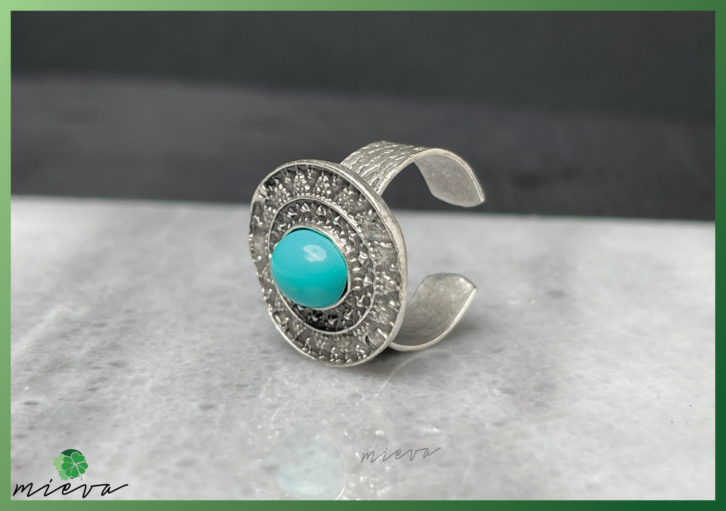 Majestic Gemstone Disc Ring - Azure Harmony