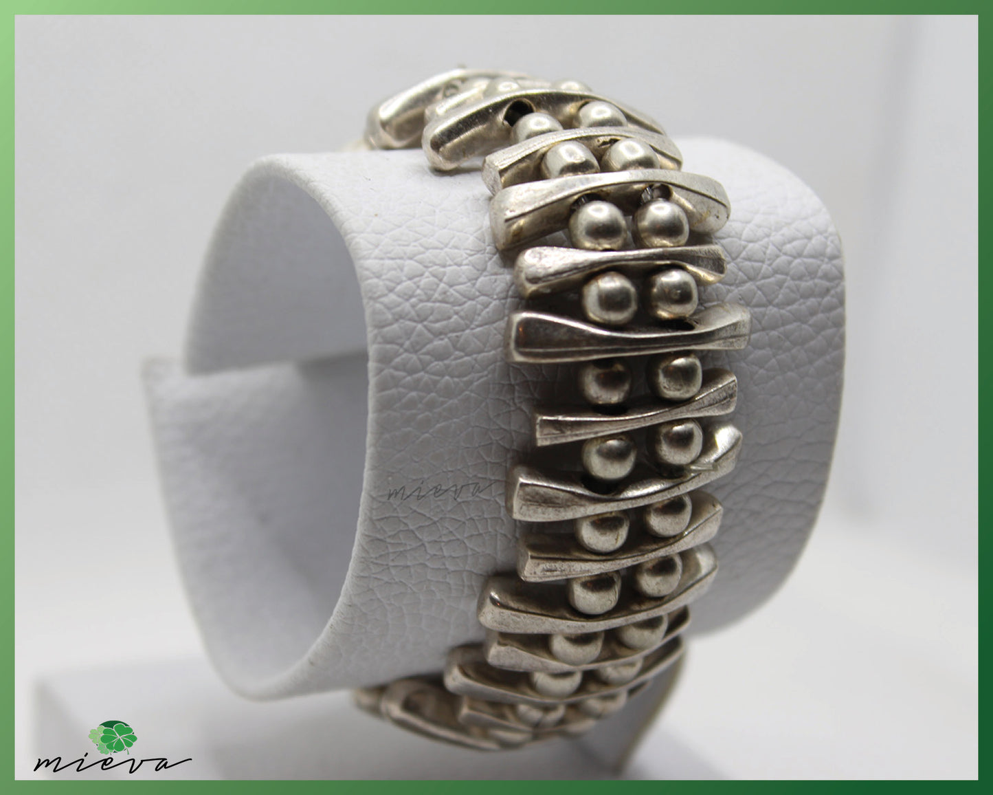 Contemporary Silver Stacked Bead Cuff Bracelet