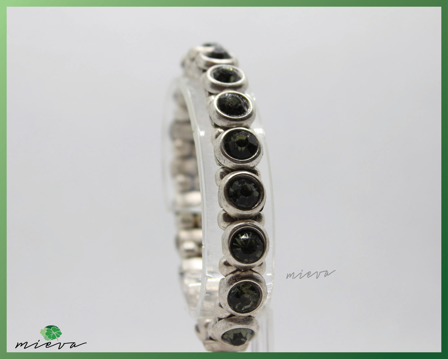 Classic Silver Eternity Bracelet with Dark Green Gemstones