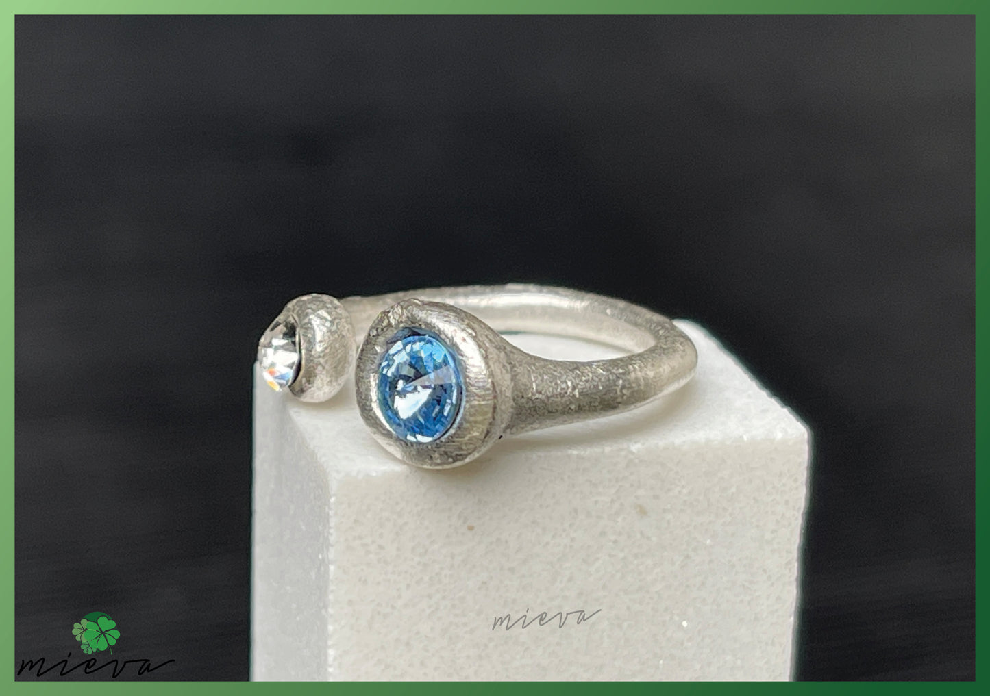 Open Circle Duo Ring - Sapphire Seas & Crystal Clear