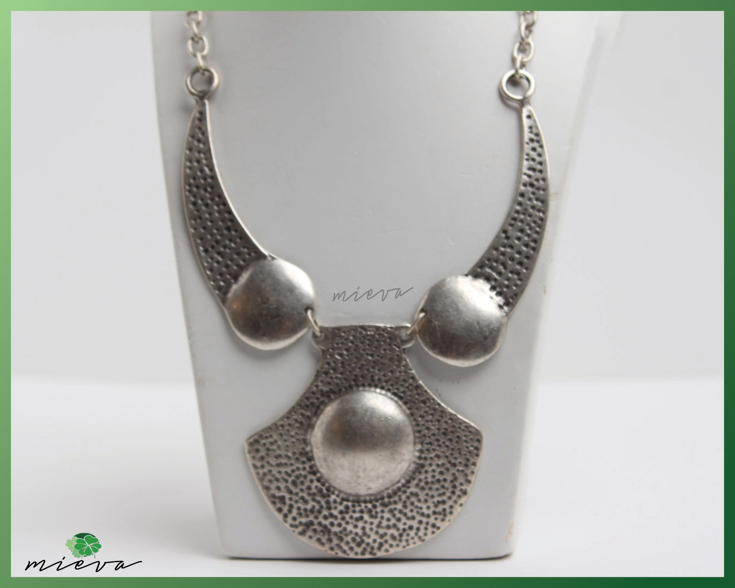 Contemporary Textured Silver Statement Necklace