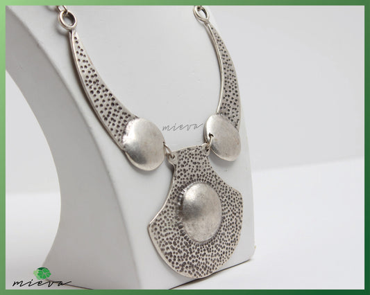 Contemporary Textured Silver Statement Necklace