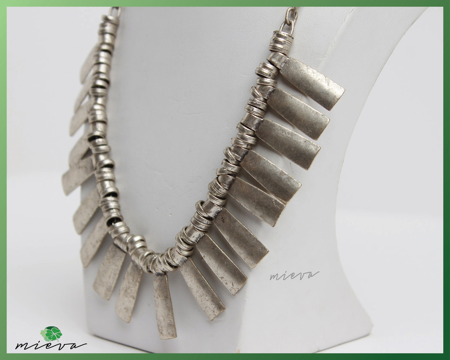 Sculptural Silver Geometric Collar Necklace