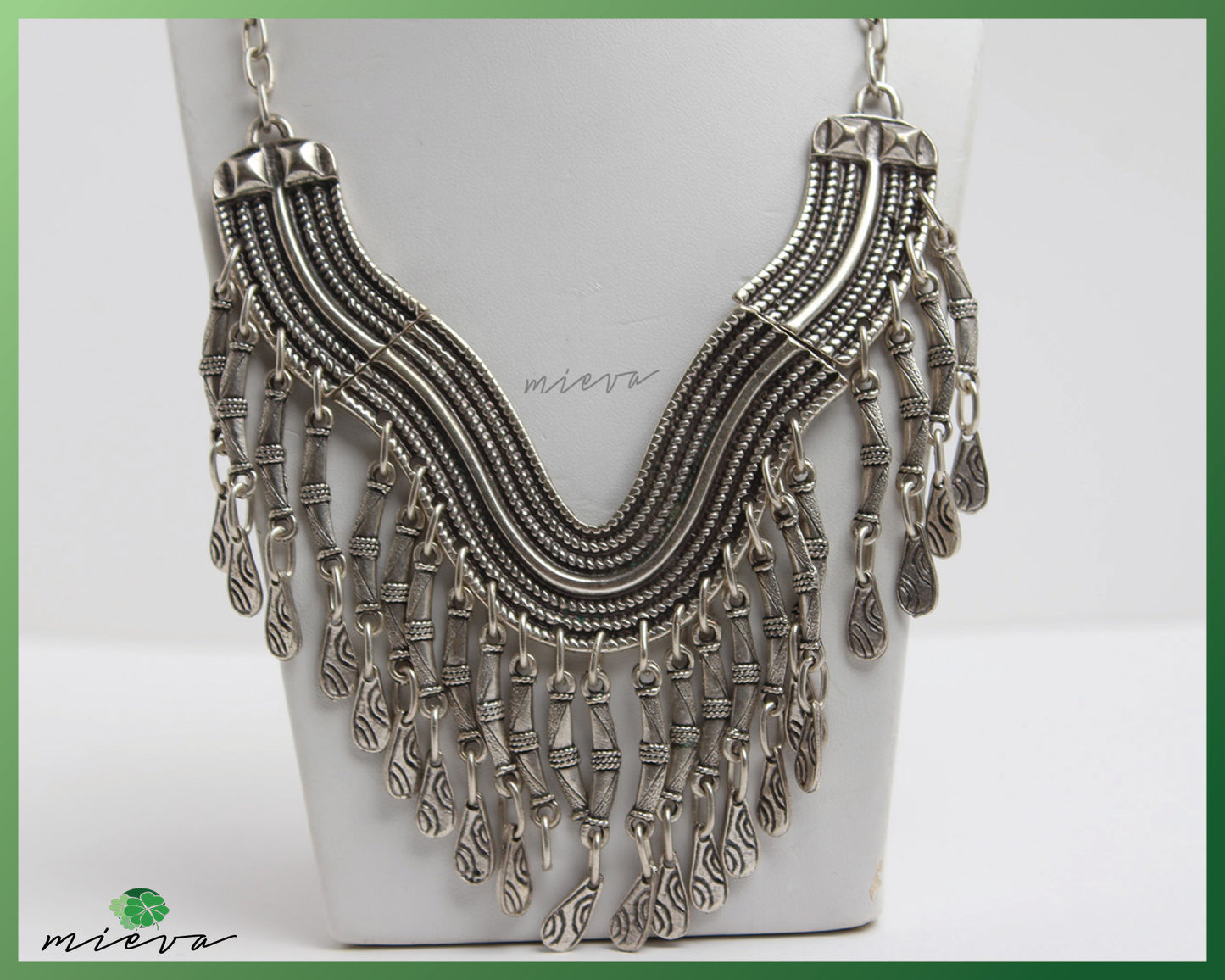 Elegant Cascading Silver Filigree Choker Necklace