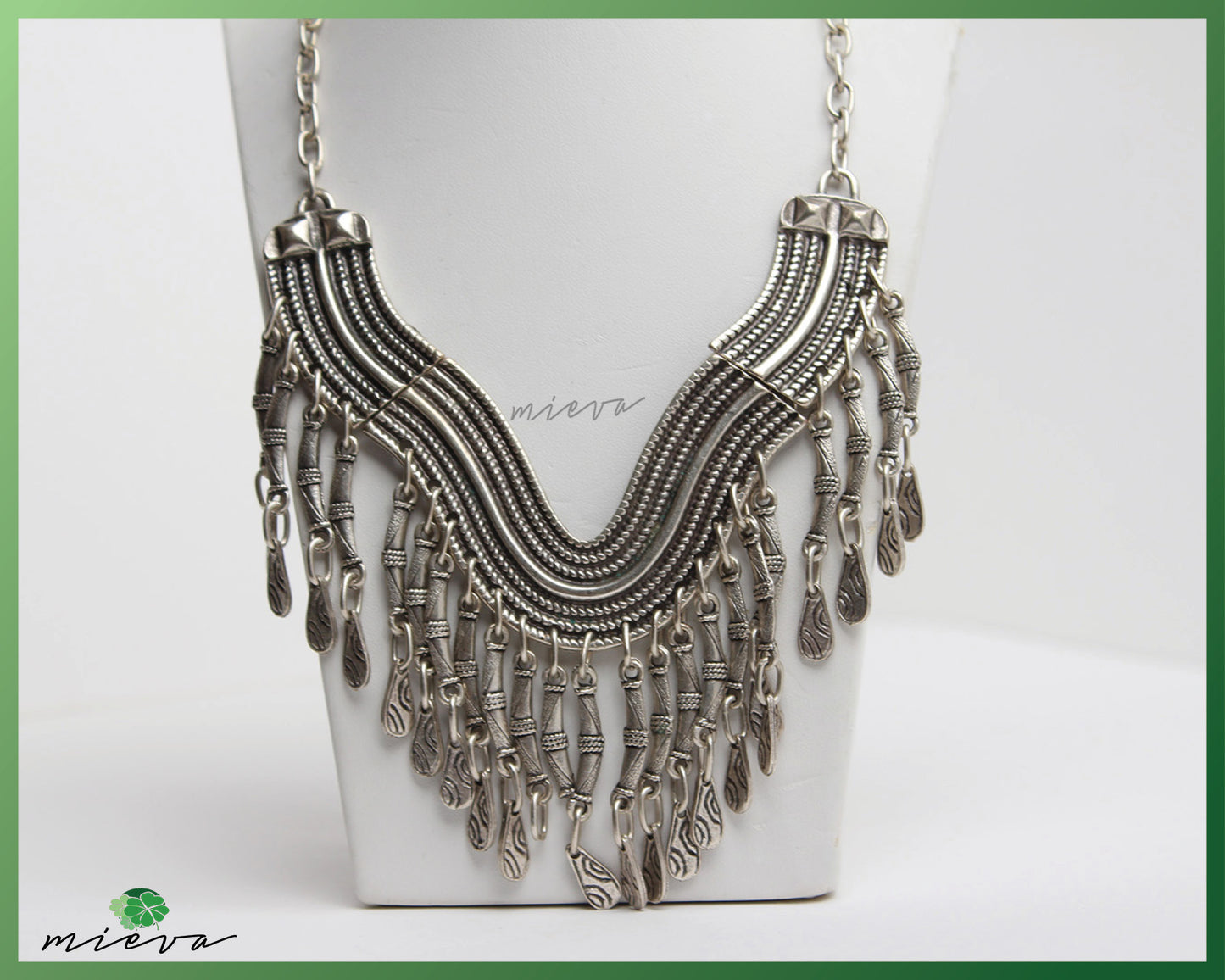 Elegant Cascading Silver Filigree Choker Necklace