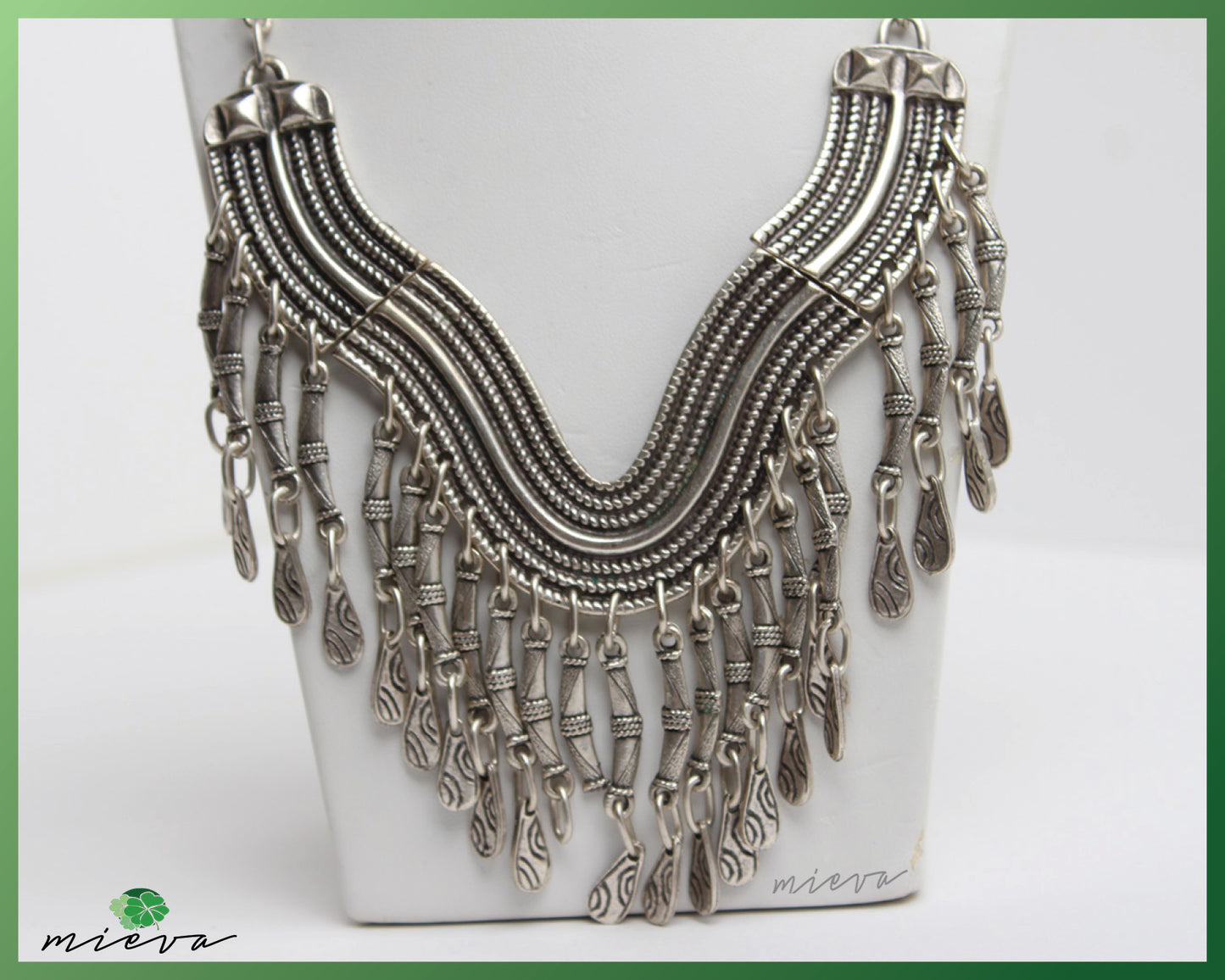 Elegant Cascading Silver Filigree Choker Necklace