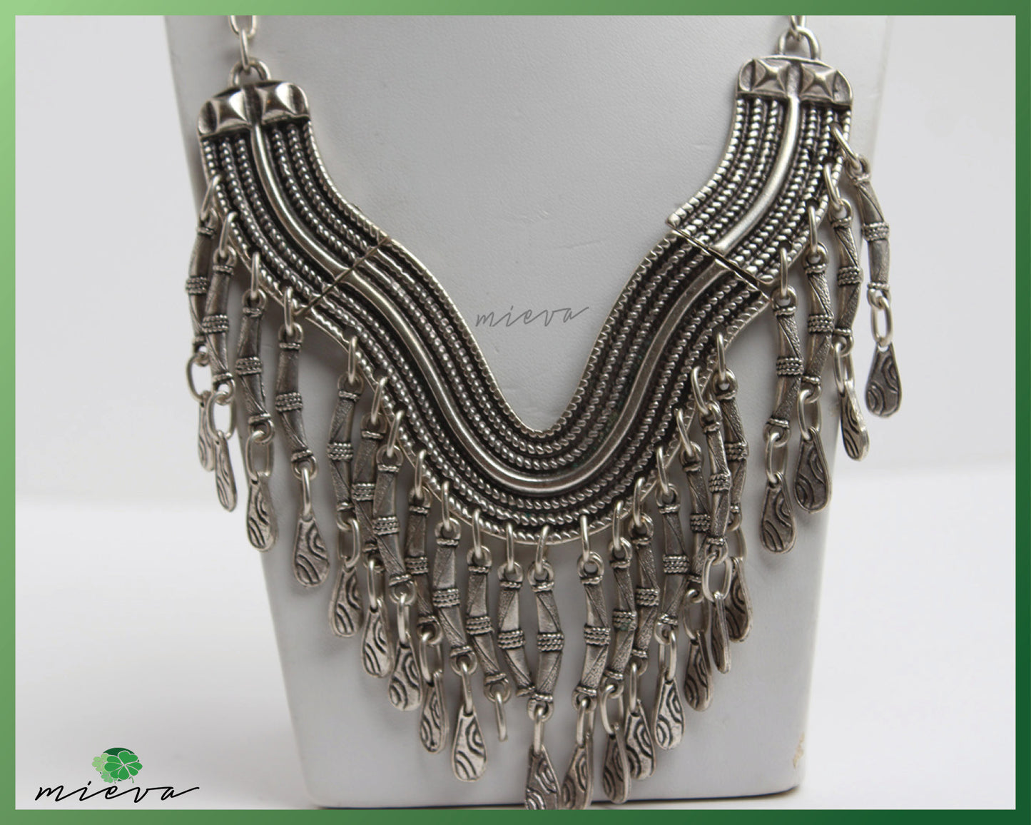 Elegant Cascading Silver Filigree Choker Necklace