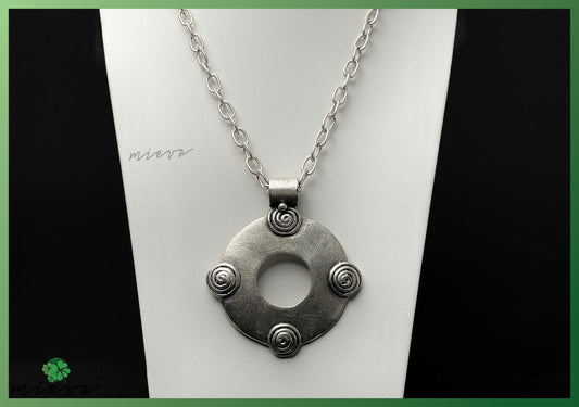 Elemental Swirls Washer Pendant - Industrial Silver