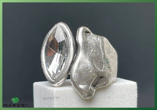 Sculptural Shimmer Statement Ring - Modernist Reflection