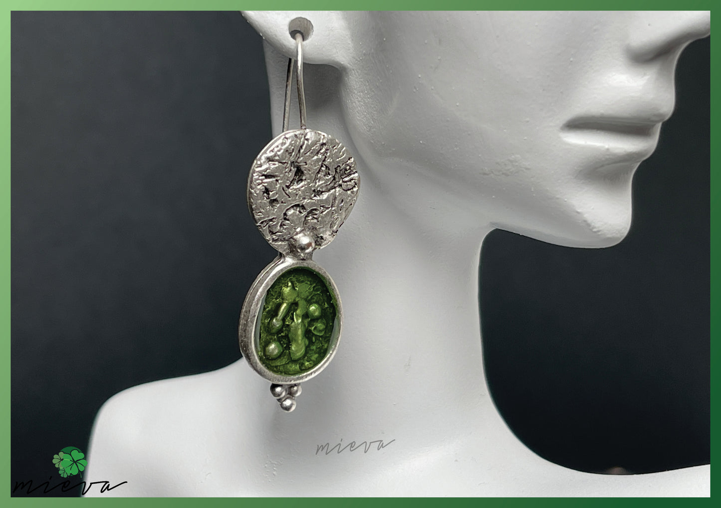 Nature's Contour Collection - Organic Silver Dangle Earrings - Verdant Canopy