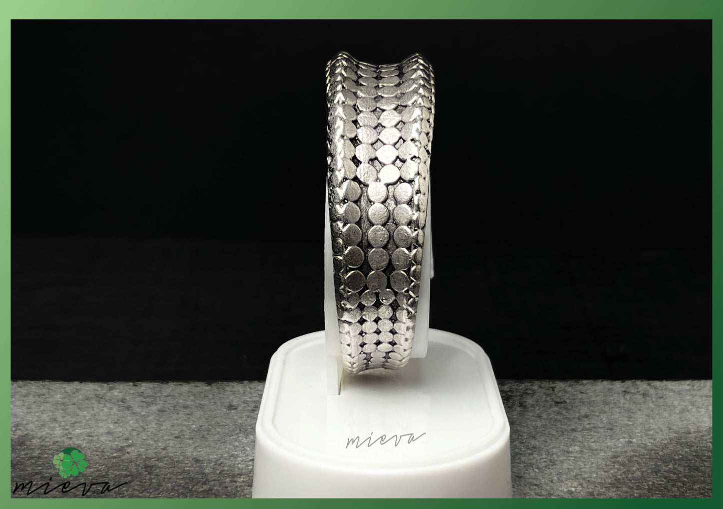 Textural Rhythms Collection - Honeycomb Pattern Silver Bangle