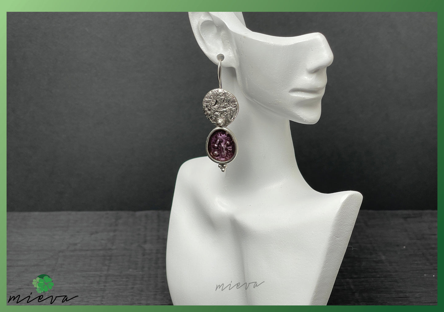 Nature's Contour Collection - Organic Silver Dangle Earrings - Royal Aubergine