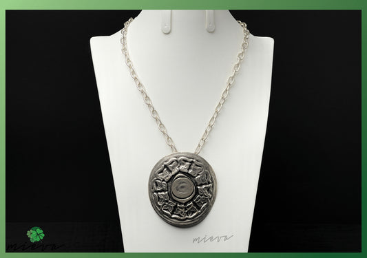 Shield Crest Pendant - Gunmetal Grey