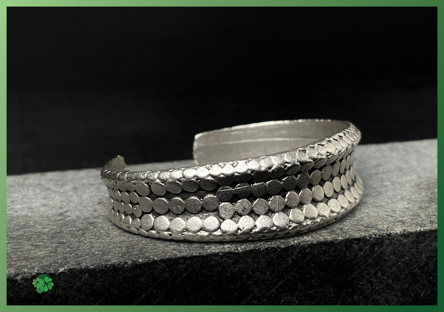 Textural Rhythms Collection - Honeycomb Pattern Silver Bangle