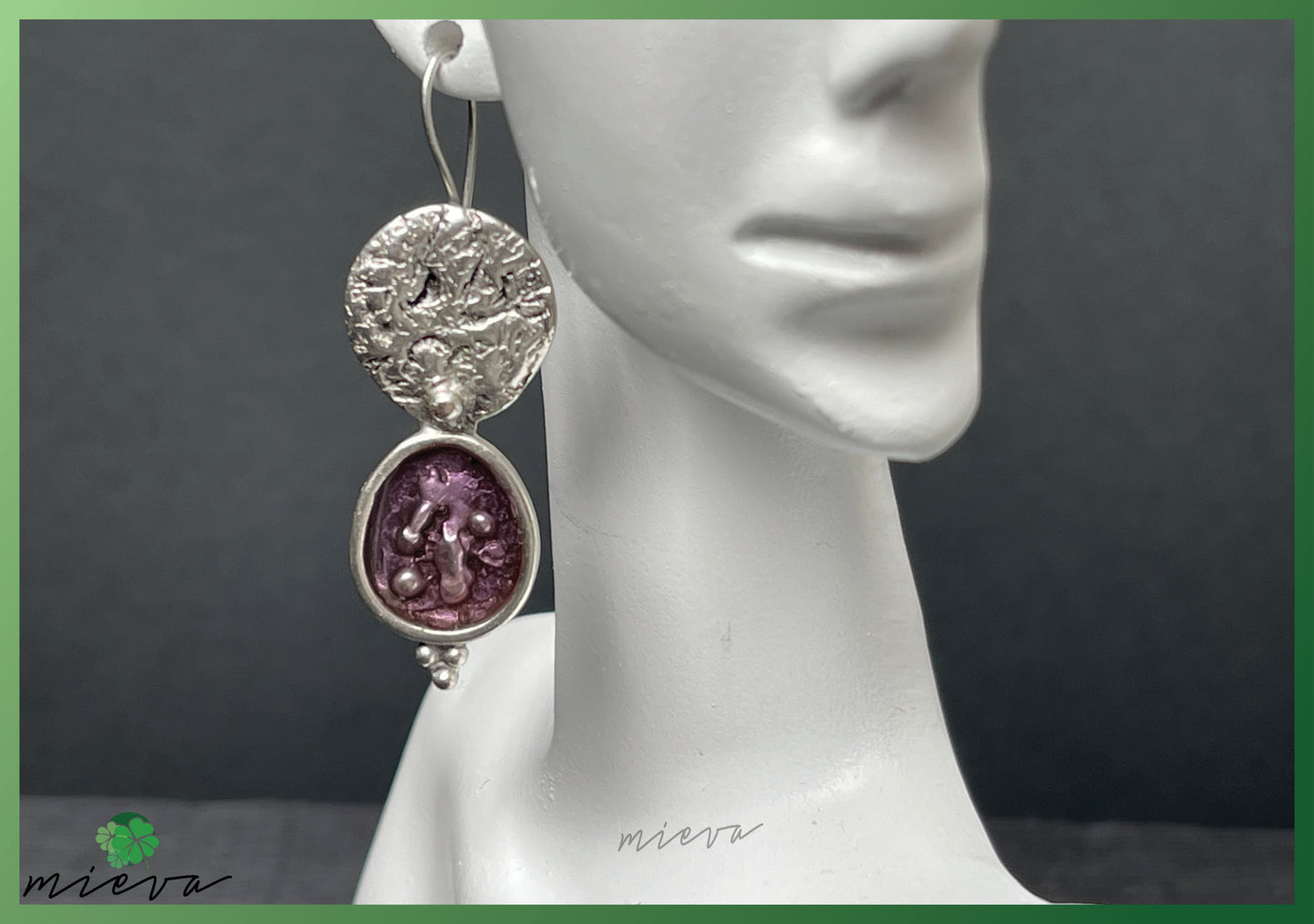 Nature's Contour Collection - Organic Silver Dangle Earrings - Royal Aubergine