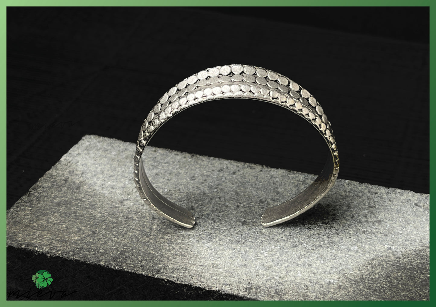 Textural Rhythms Collection - Honeycomb Pattern Silver Bangle