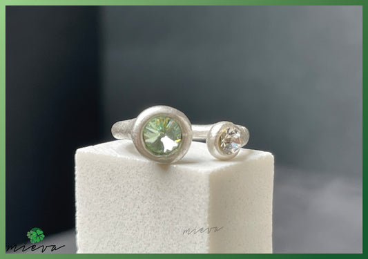 Open Circle Duo Ring - Peridot Dreams & Crystal Clear