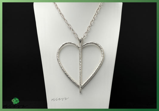 Open Heart Silhouette Pendant - Shimmering Silver