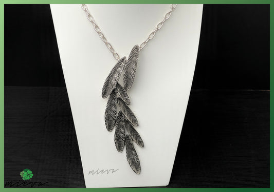 Feather Cascade Pendant - Sterling Silver Illusion