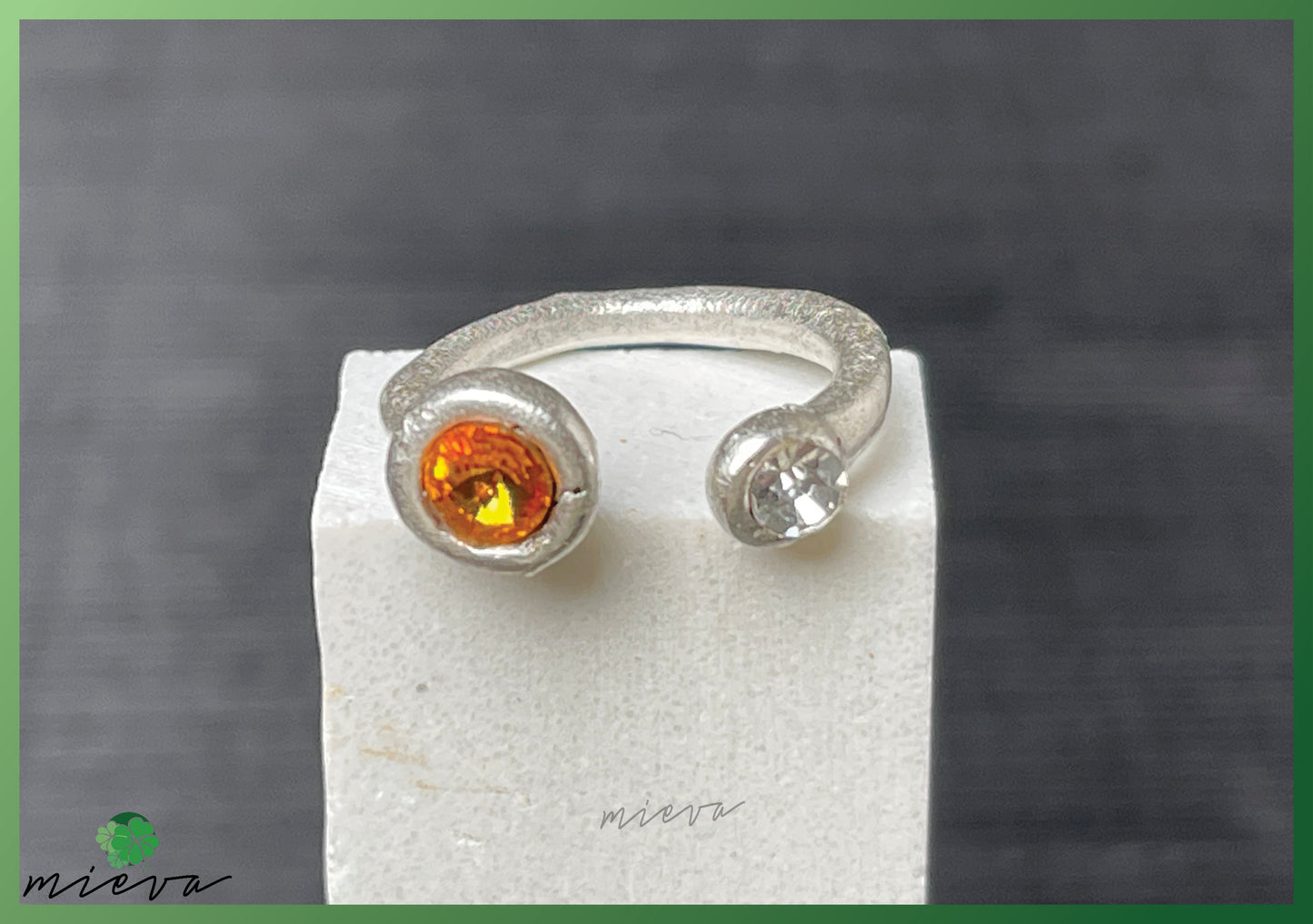 Open Circle Duo Ring - Amber Glow & Crystal Clear