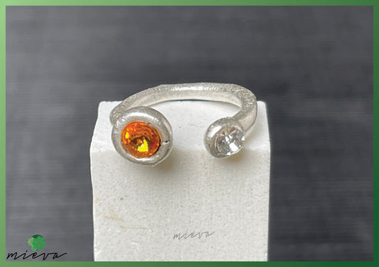 Open Circle Duo Ring - Amber Glow & Crystal Clear