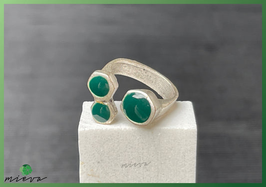 Verdant Orbit Adjustable Ring - Emerald Essence